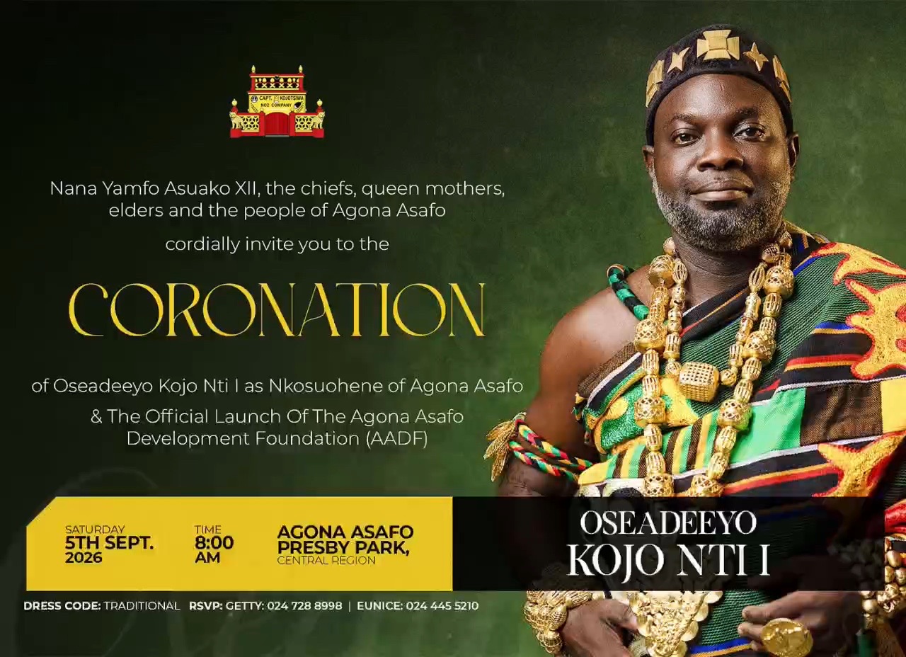 Coronation announcement for Oseadeeyo Kojo Nti I